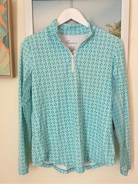 Gottex G Lifestyle Golf Mock Neck 1/4 Zip Top UPF 50 Size Large
